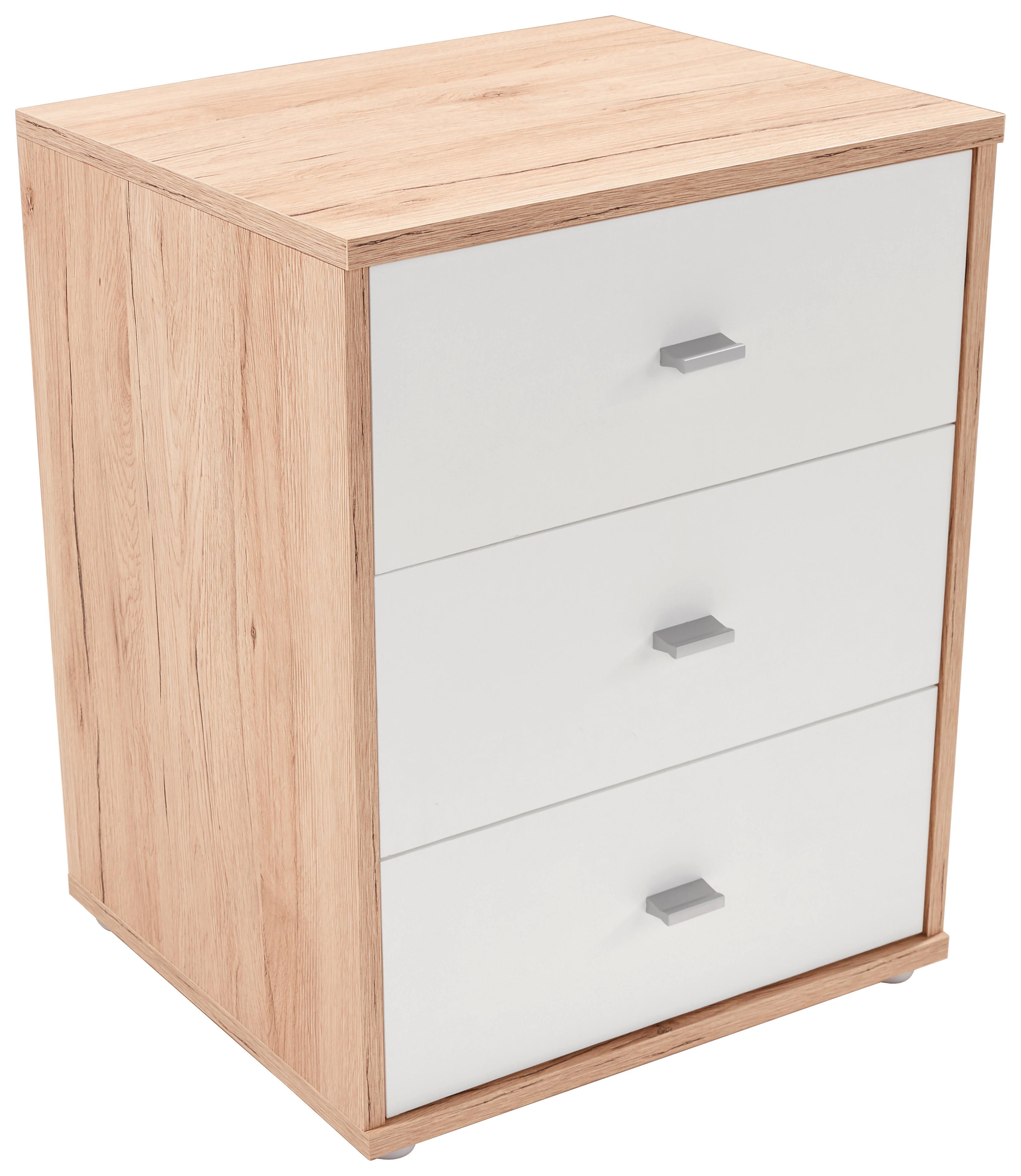 Nachtkästchen Eiche Dekor/Weiß H: 54,8 cm 4-You New