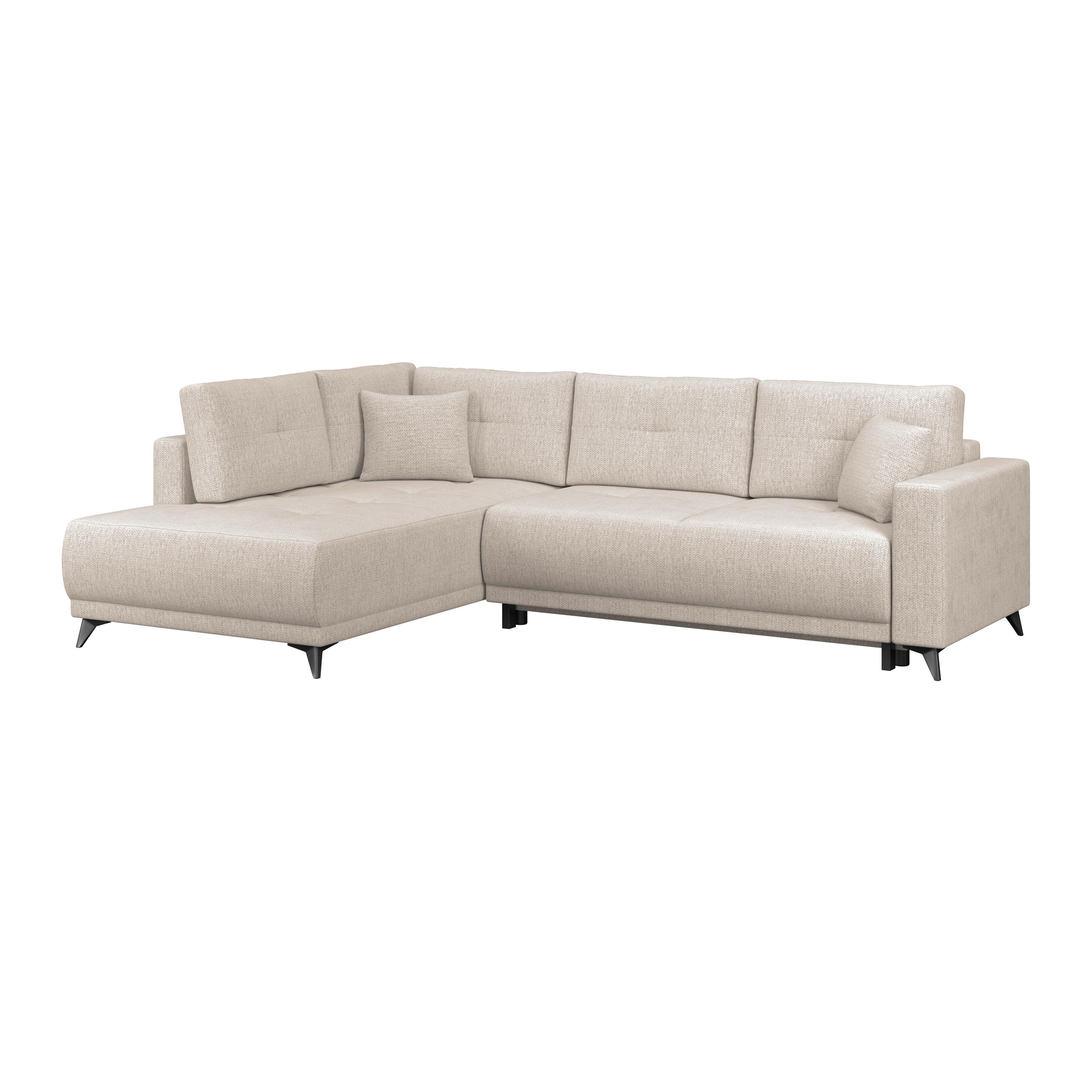 Ecksofa mit Schlaffunktion & Bettkasten Texas Hellbraun - Hellbraun/Schwarz, KONVENTIONELL, Holz (203/92/259cm)