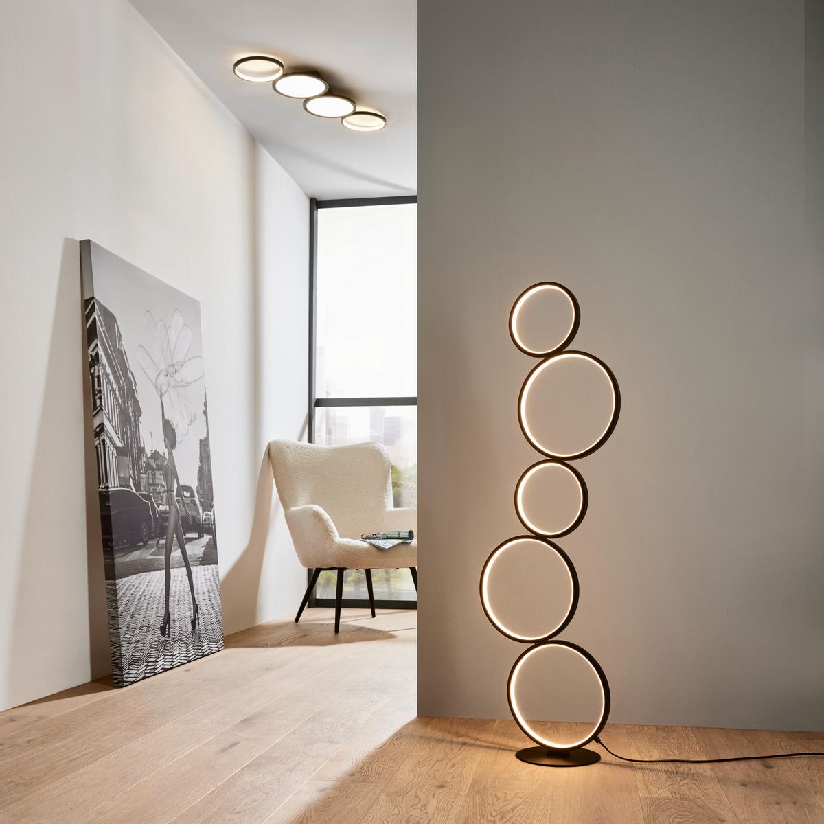 Stojací LED svítidlo Javier, 36 Watt - černá, Moderní, kov/plast (36/115cm) - Moltex