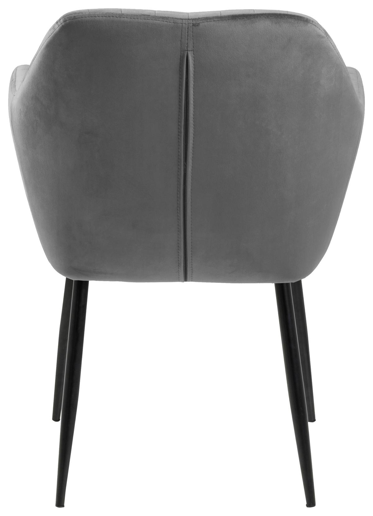 Stolička s podrúčkami EMILIA tmavá sivá - černá/tmavě šedá, Trend, kov/textil (57/83/59cm) - Ambia Home