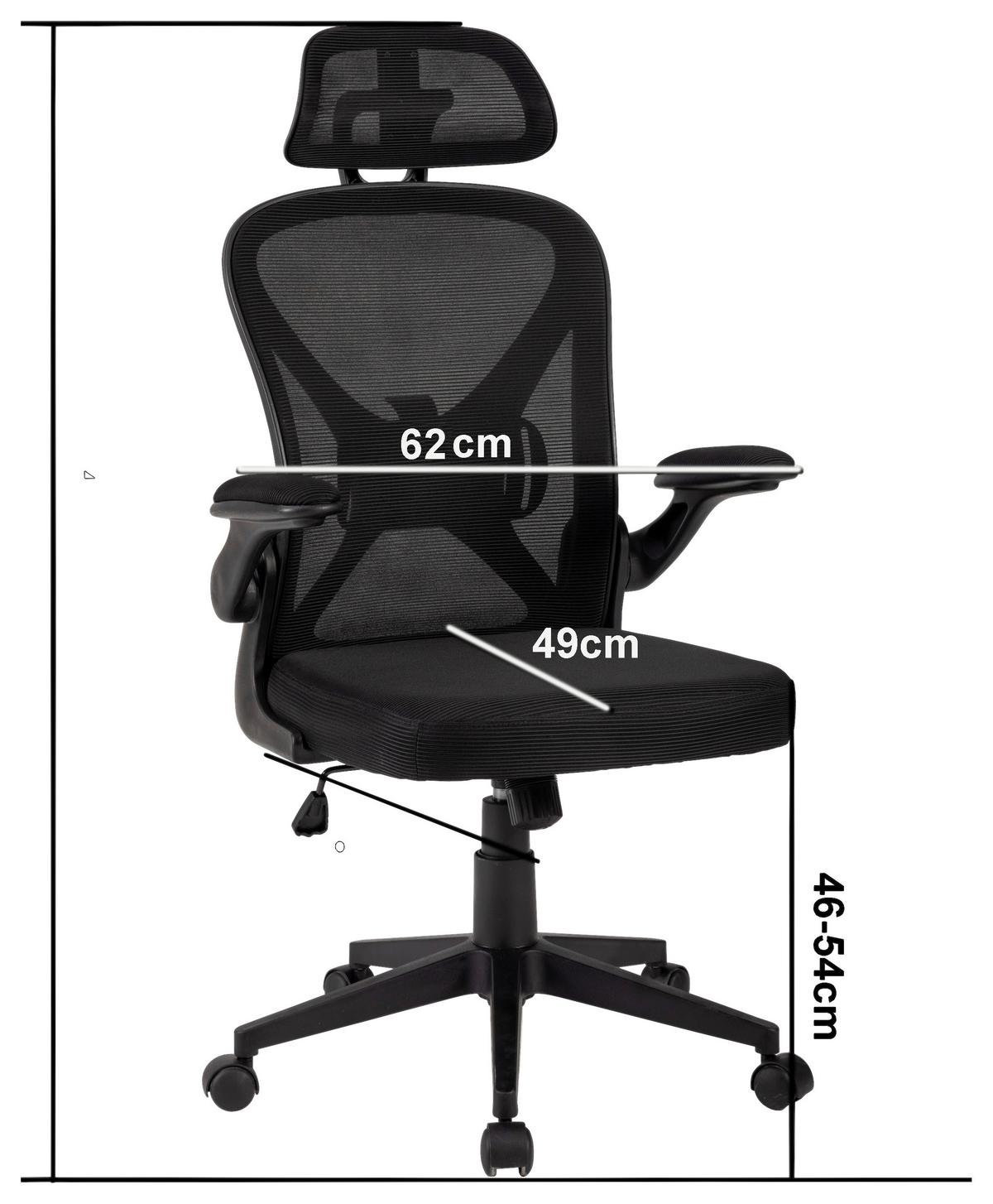 Chefsessel Jimmy Schwarz B: 63 cm - Schwarz, Trend, Kunststoff/Textil (63/116/65cm)