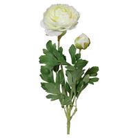 Kunstpflanze Ranunkel Creme L: 40 cm, Elisa - Creme/Grün, Basics, Kunststoff/Textil (40cm)