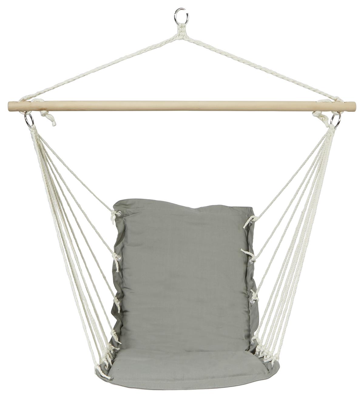 Hängesessel Mit Gestell Relaxe Deckenmontage, Mit Kissen - Grau, KONVENTIONELL, Textil (47/100cm) - Ondega