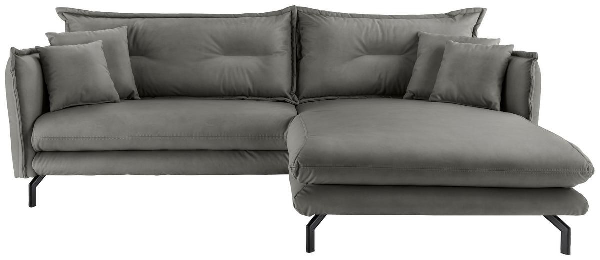 Ecksofa Lava Grau S: 255x180cm - Schwarz/Grau, MODERN, Textil (255/180cm) - Livetastic
