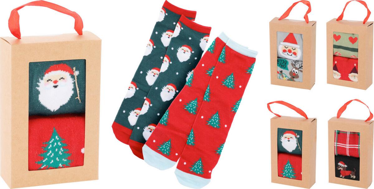 Ponožky 2 páry - modrá/svetločervená, Basics, textil (8/3,5/12,5cm)