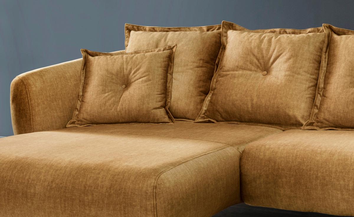 Ecksofa Baggio Mit Kissen Textil Gelb - Gelb/Schwarz, MODERN, Holz/Textil (162/277cm) - Livetastic