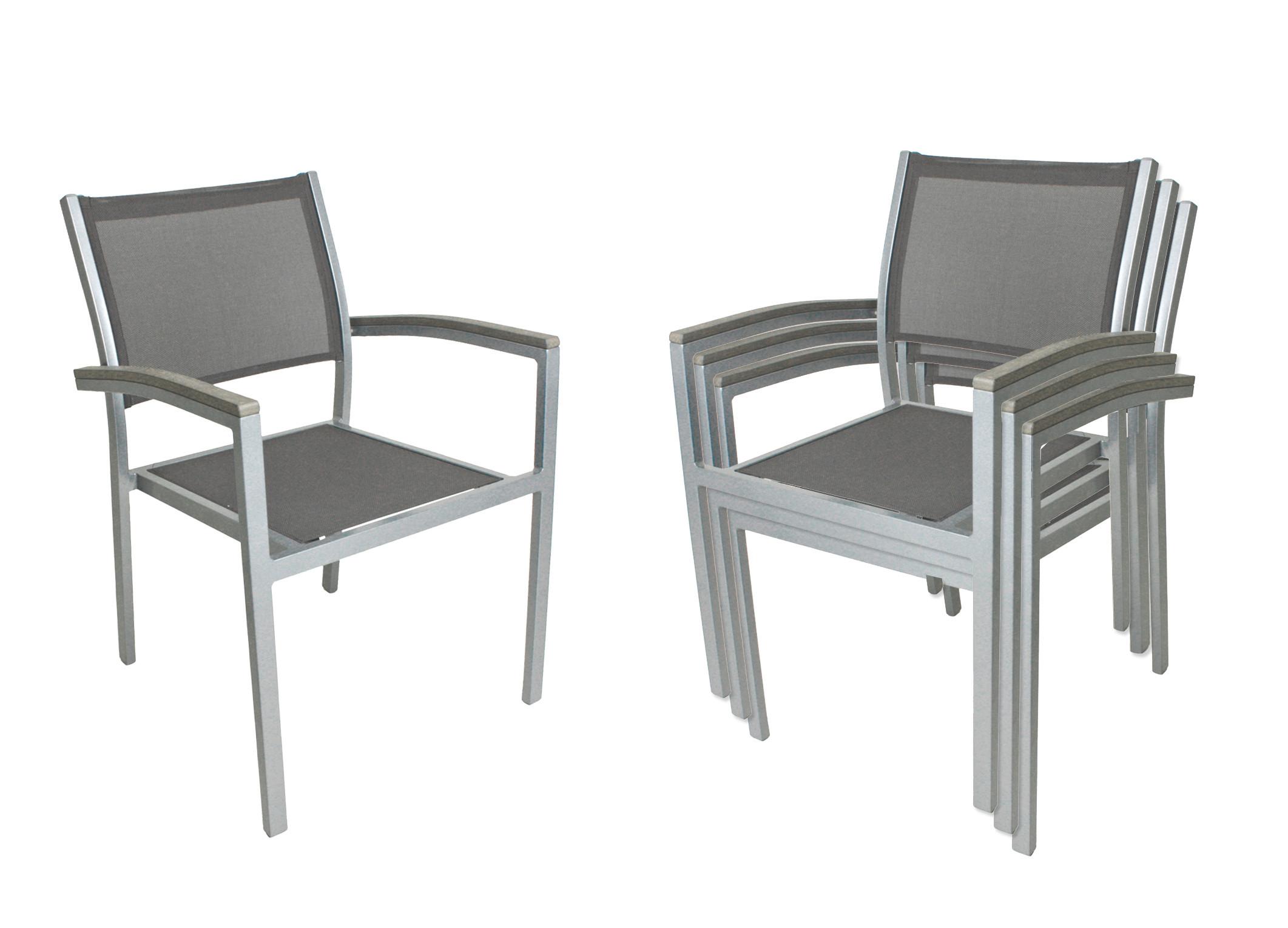 Gartenstuhl-Set Grace - Silberfarben/Grau, Basics, Kunststoff/Textil (60/86/55cm) - Gardenson