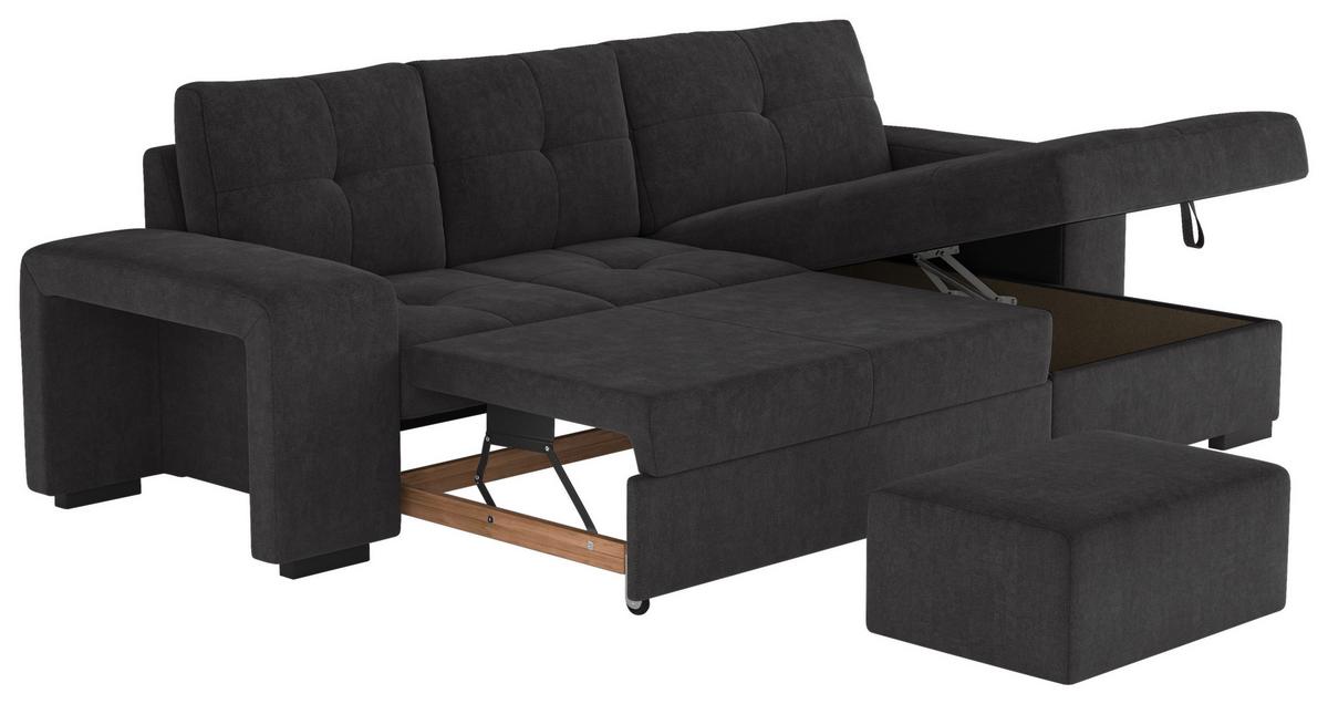 Eckschlafsofa Mattina Schwarz S: 268x156 Cm - Schwarz, MODERN, Textil (268/156cm) - MID.YOU