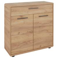 Kommode 84 Cm Fontana Eiche Dekor - Eichefarben/Schwarz, MODERN, Holzwerkstoff (84/90/32cm)