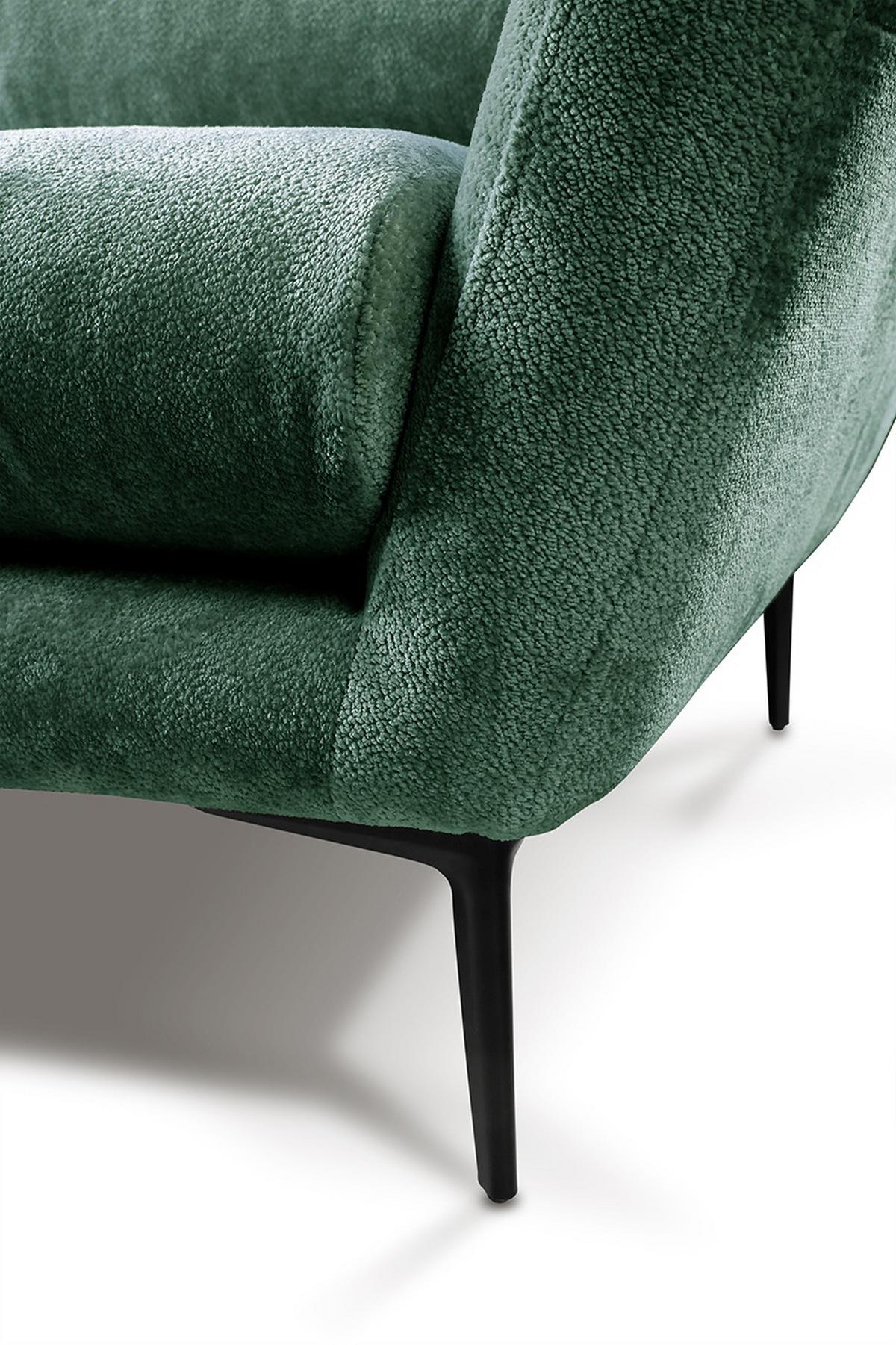 Sofa Ankona Grün/Schwarz, 225 cm - Schwarz/Grün, Design, Textil (225/86/95cm) - MID.YOU