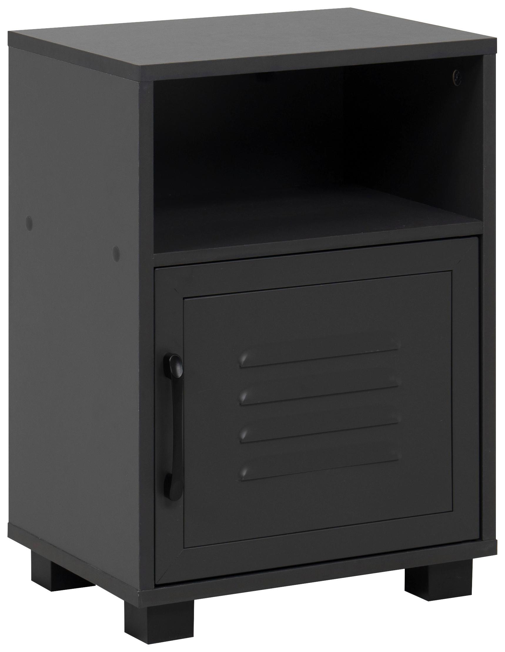 Nachtkästchen Michigan Dunkelgrau H: 54 Cm - Schwarz, Trend, Holzwerkstoff/Metall (38,5/54/29cm)