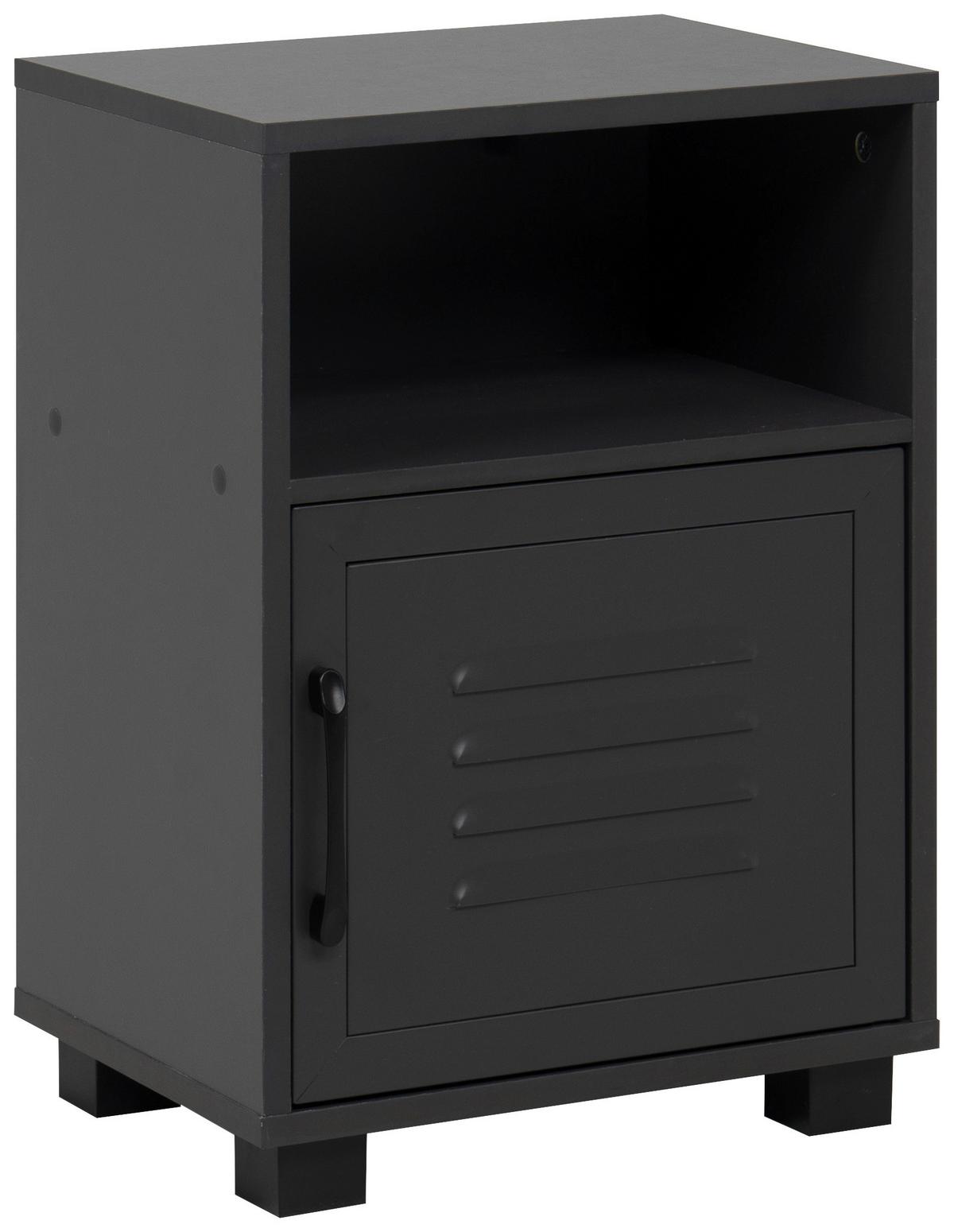 Nachtkästchen Michigan Dunkelgrau H: 54 Cm - Schwarz, Trend, Holzwerkstoff/Metall (38,5/54/29cm)
