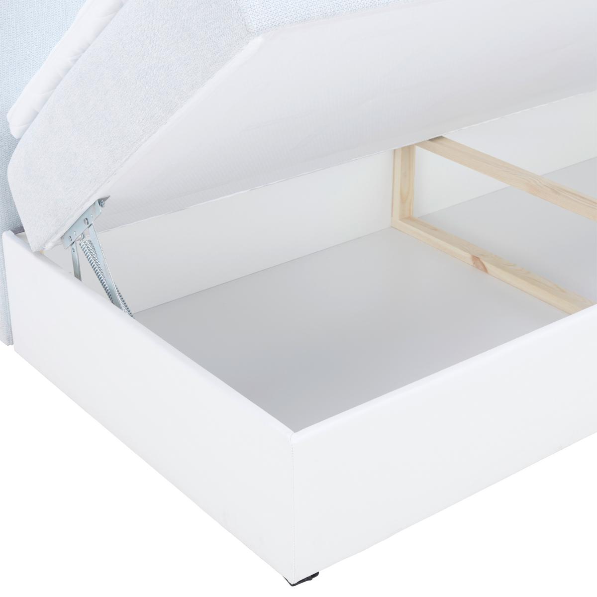 Polsterbett Mit Bettkasten 100x200cm Junior Gold Hellblau - Schwarz/Weiß, MODERN, Leder/Textil (100/200cm) - Ondega