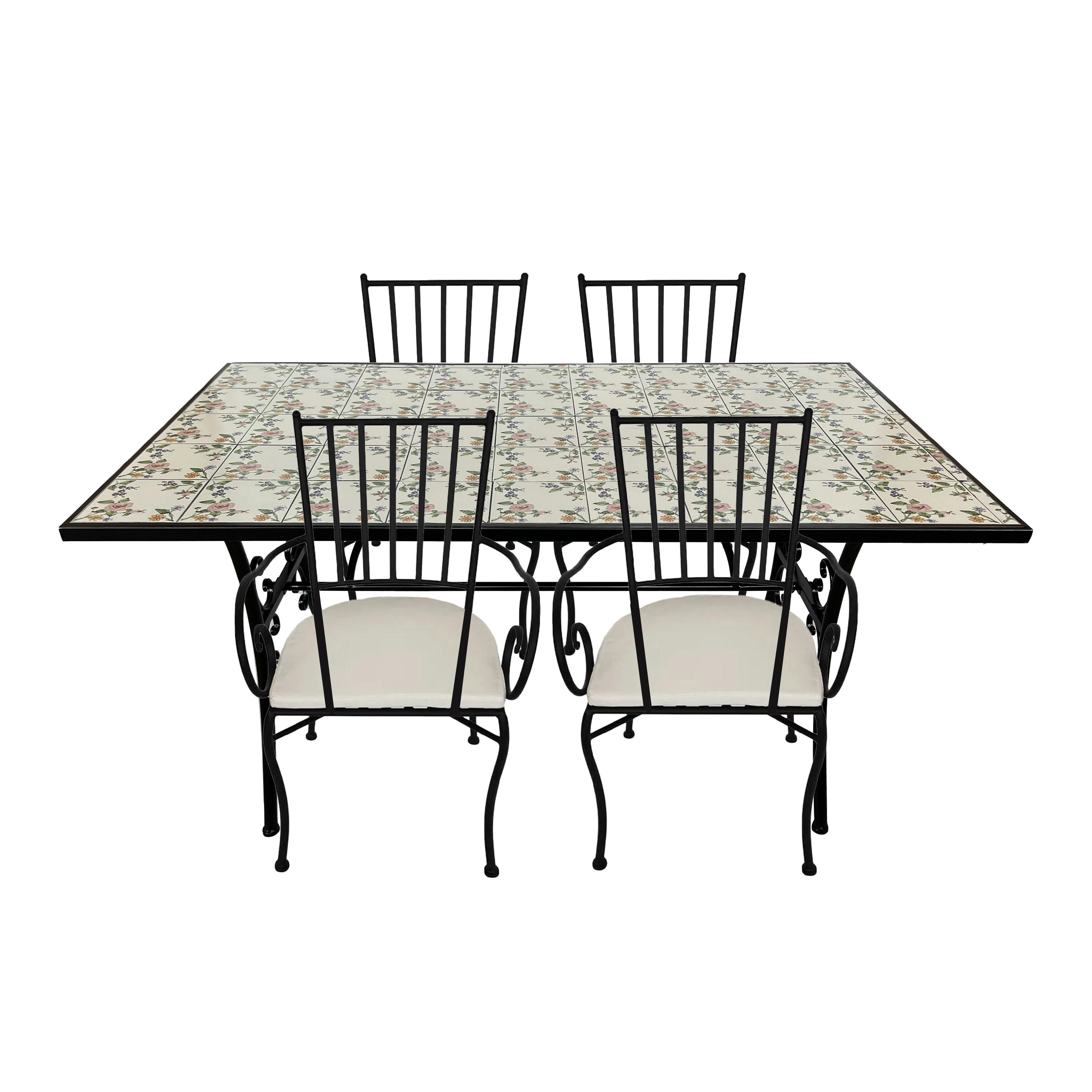 Gartenset Leonie Romatic Rose - Creme/Schwarz, LIFESTYLE, Keramik/Metall (140/80/75cm) - Ambia Garden