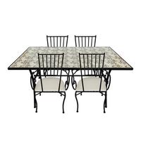 Gartenset Leonie Romatic Rose - Creme/Schwarz, LIFESTYLE, Keramik/Metall (140/80/75cm) - Ambia Garden