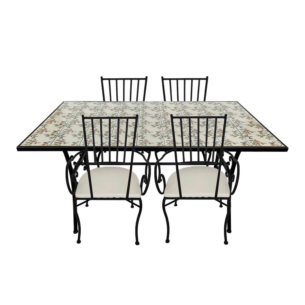 Gartenset Leonie Romatic Rose - Creme/Schwarz, LIFESTYLE, Keramik/Metall (140/80/75cm) - Ambia Garden