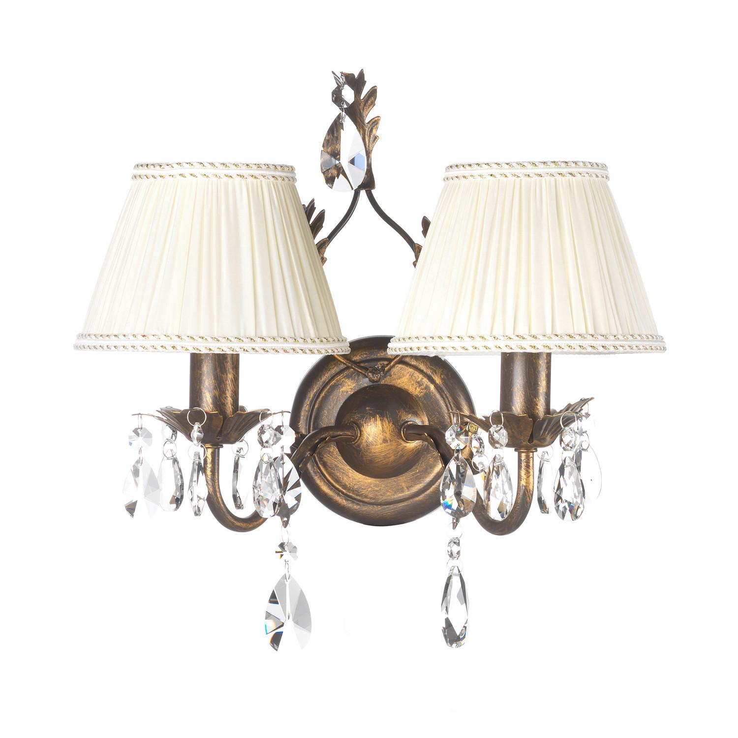 Wandleuchte 4669/Ap2b - Bronzefarben, KONVENTIONELL, Glas/Textil (34/24/30cm)