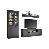 Wohnwand Lincoln Schwarz/Eichefarben B: 301cm - Eichefarben/Schwarz, Design, Holzwerkstoff (301/200/42cm) - MID.YOU