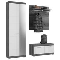 Garderobenschrank Scout Weiß/Rauchsilber B: 167 cm - Dunkelgrau/Weiß Hochglanz, Design, Glas/Holzwerkstoff (167/197/40cm) - MID.YOU