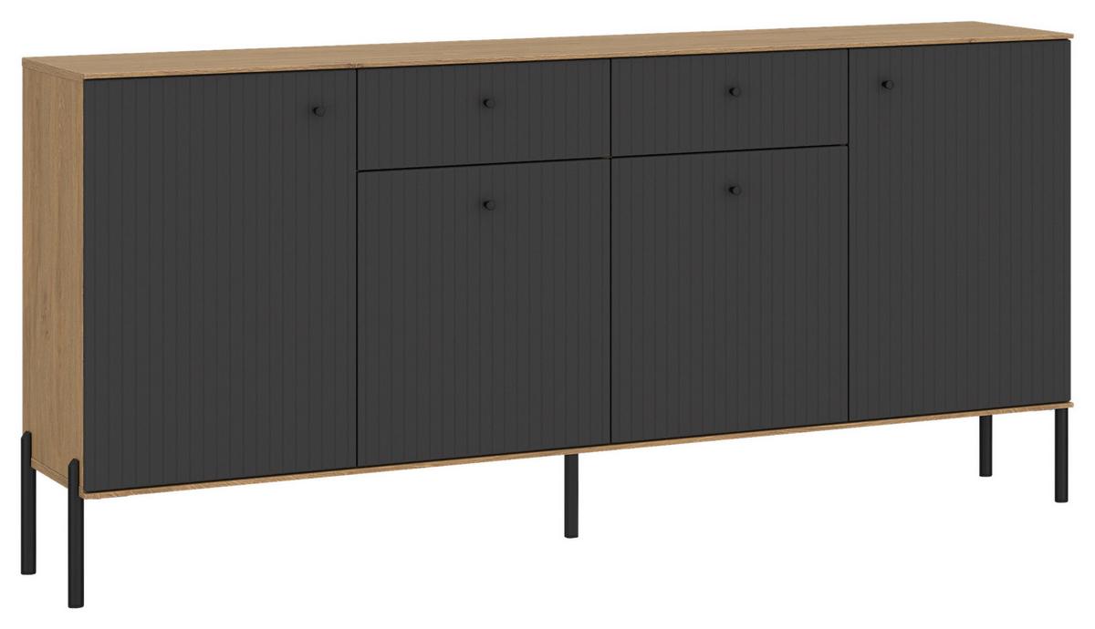 Sideboard Nurisa Anthrazit B: 180 cm - Anthrazit/Schwarz, Trend, Holzwerkstoff (183,5/86/40cm) - MID.YOU