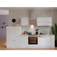 Küchenzeile Economy mit Geräten 310 cm Weiß/Nussbaum Dekor - Nussbaumfarben/Weiß, Basics, Holzwerkstoff (310cm) - Respekta