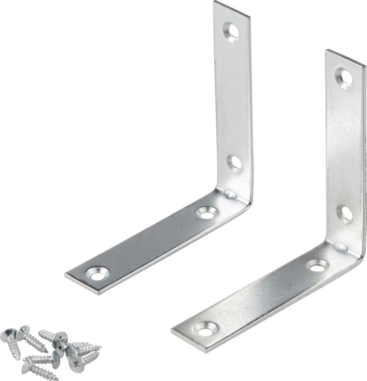Winkelverbinder-Set 2-Tlg. 10x19x10 mm, Stahl Verzinkt - Silberfarben, KONVENTIONELL, Metall (10/19/10cm)