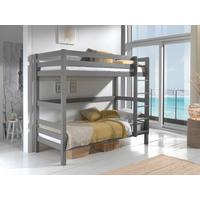 Etagenbett Pino Grau Kiefer Massiv Mit Leiter - Grau/Kieferfarben, MODERN, Holz (90/200cm) - Vipack