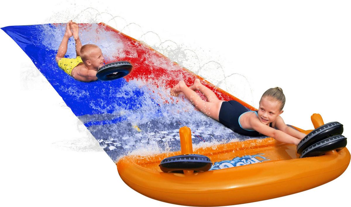 Wasserrutsche Splashy Speedway L: 488 cm - Blau/Rot, Basics, Kunststoff (1/488cm) - Bestway