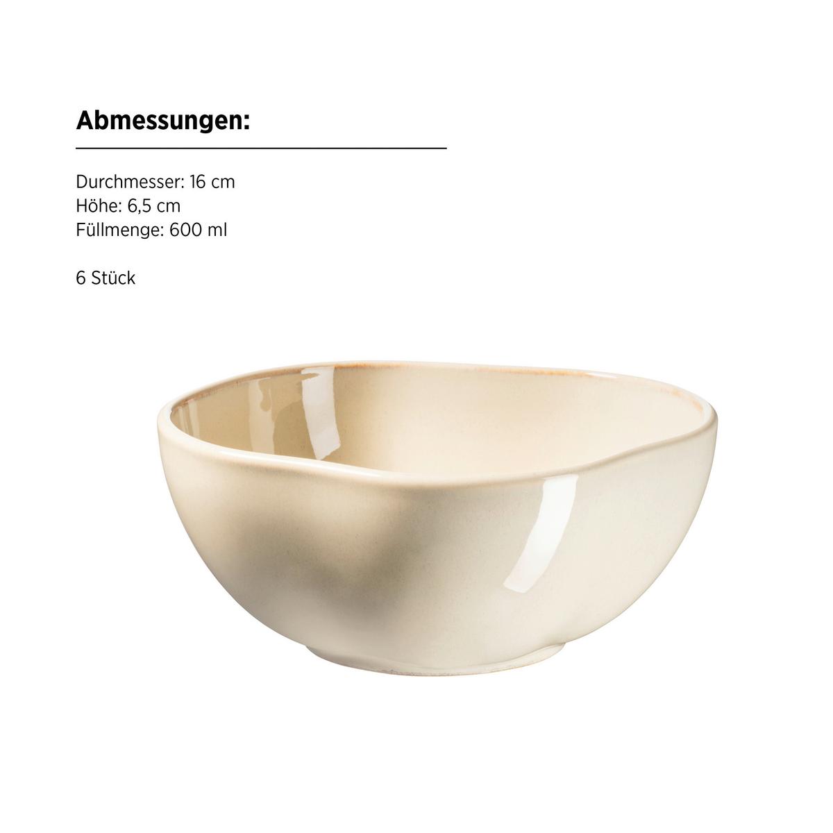 Schüssel Cordelia Sandfarben, 6-Teilig - Sandfarben, Trend, Keramik (16/6,5cm) - Mäser