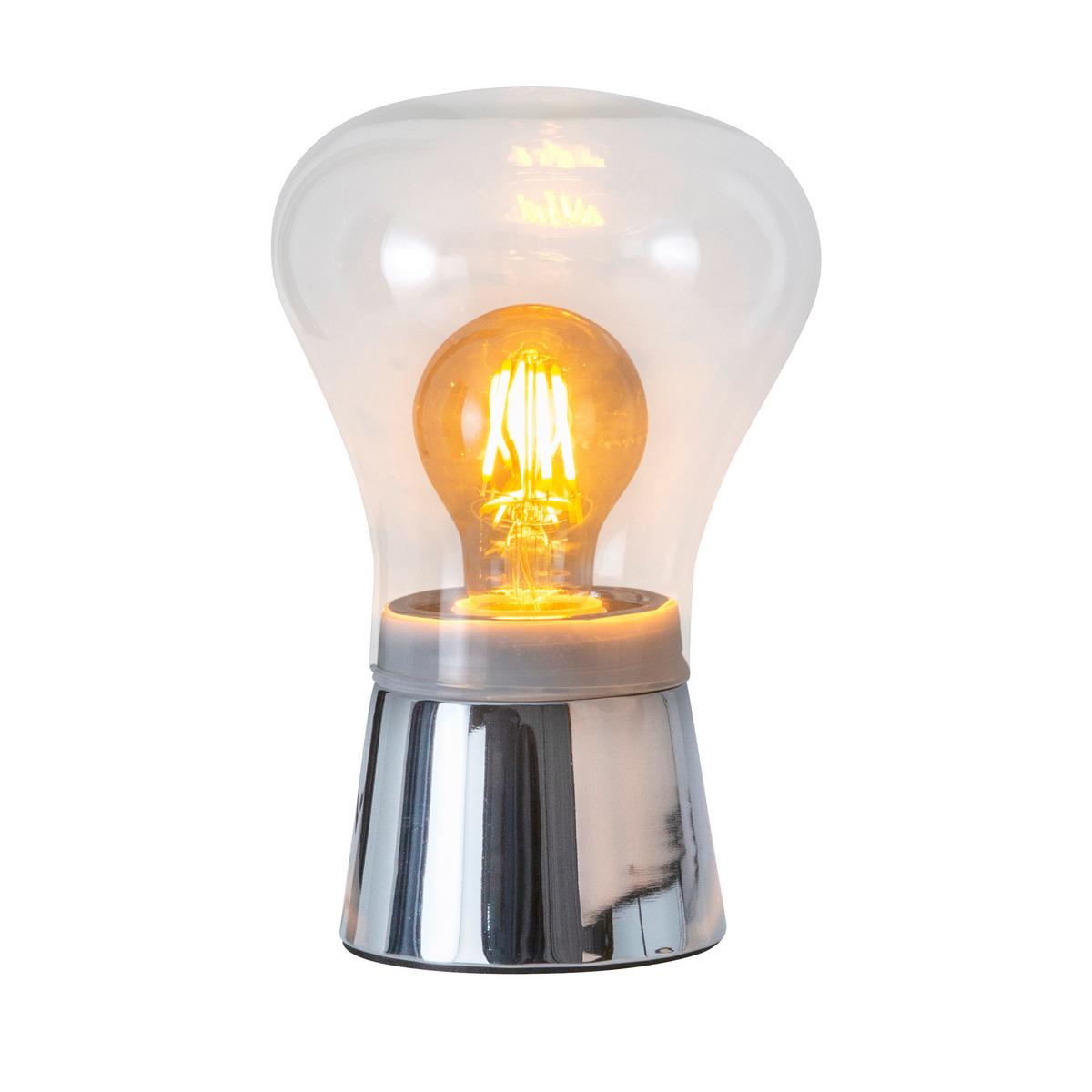 Tischlampe Kerry Klar/ Chromfarben Touch-Funktion - Klar/Chromfarben, Design, Glas/Metall (14/21cm) - Näve