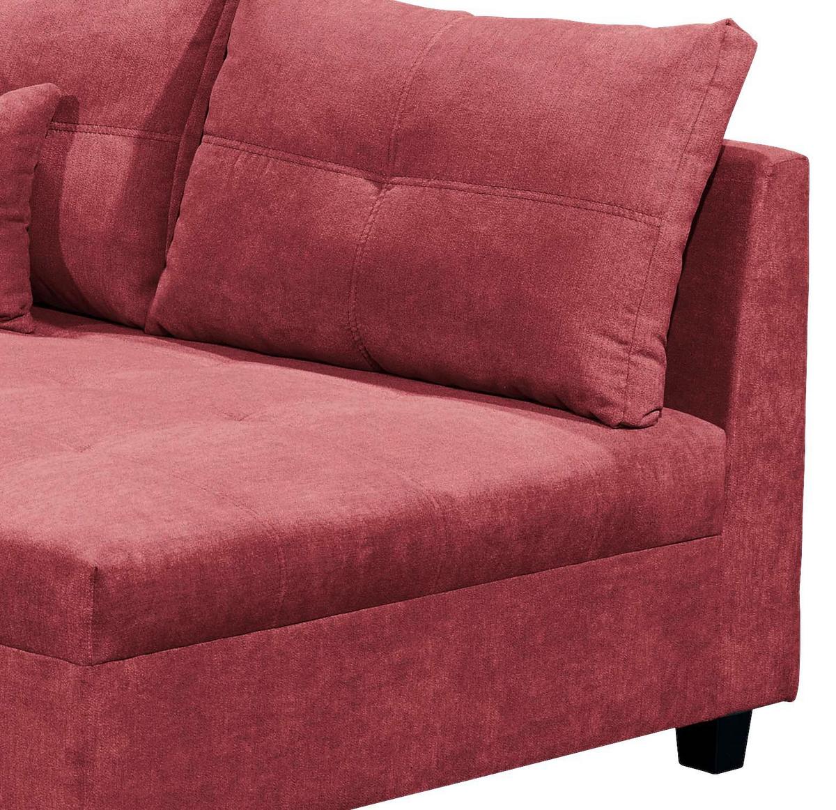 Ecksofa Mit Schlaffunktion + Kissen Lea, Polyester-Nylon - Beere/Schwarz, Basics, Holzwerkstoff/Textil (248/176cm) - MID.YOU