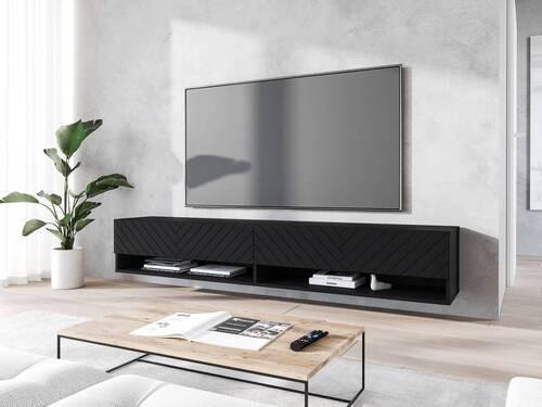 Nízká komoda s LED osvětlením - šedá/černá, Basics, kompozitní dřevo/plast (180/30/31cm) - P & B