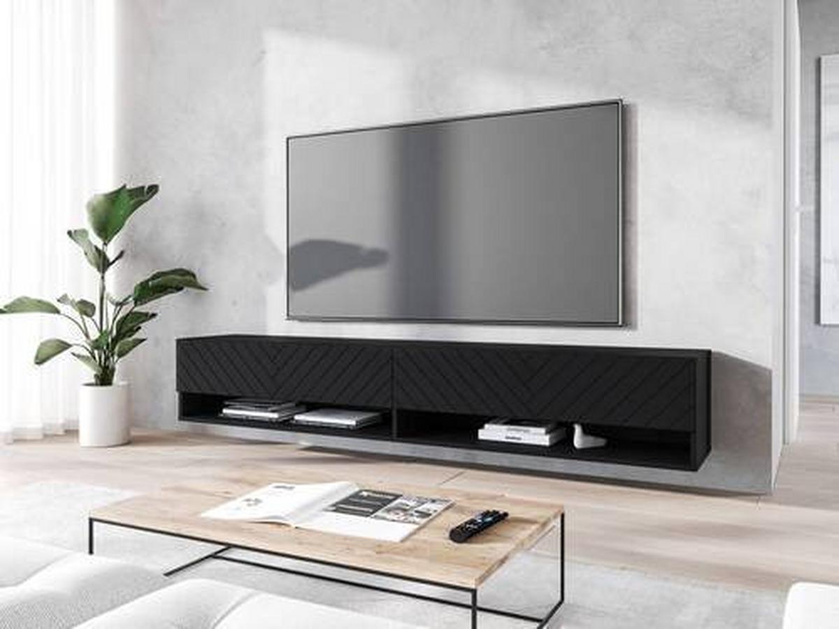 Nízká komoda s LED osvětlením - šedá/černá, Basics, kompozitní dřevo/plast (180/30/31cm) - P & B
