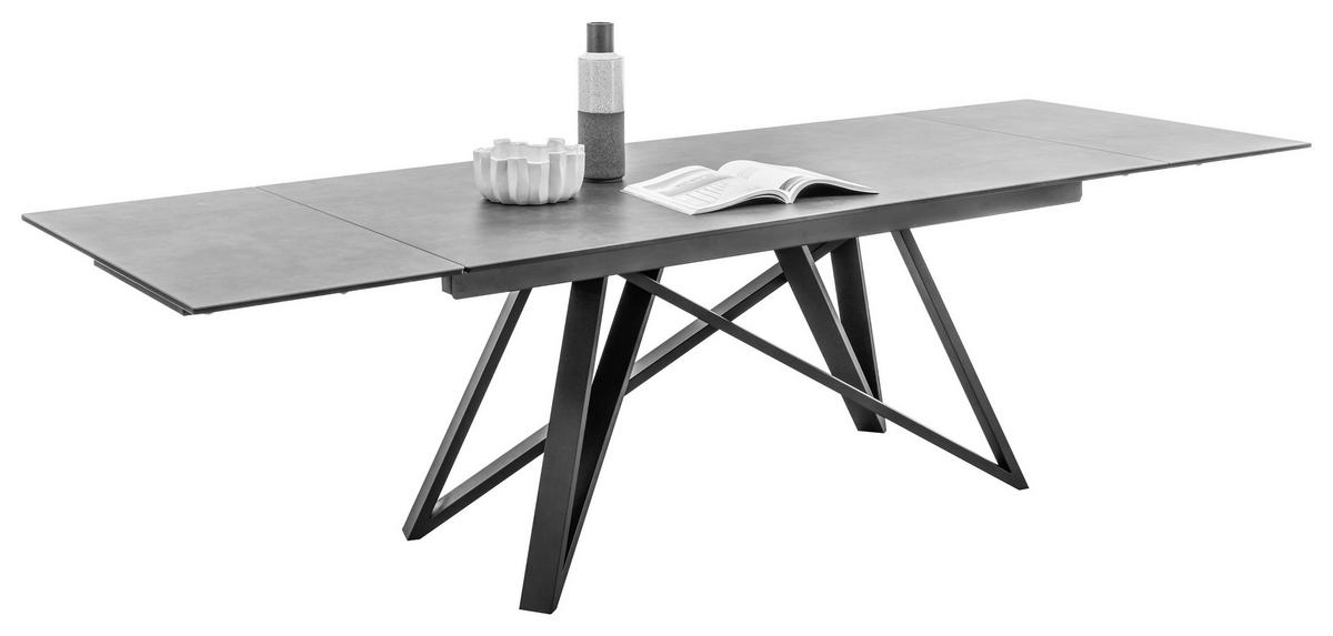 Esstisch Ausziehbar Charly 180x75 Cm Glasplatte Anthrazit - Anthrazit/Schwarz, Design, Glas/Keramik (180/95/75cm) - MID.YOU