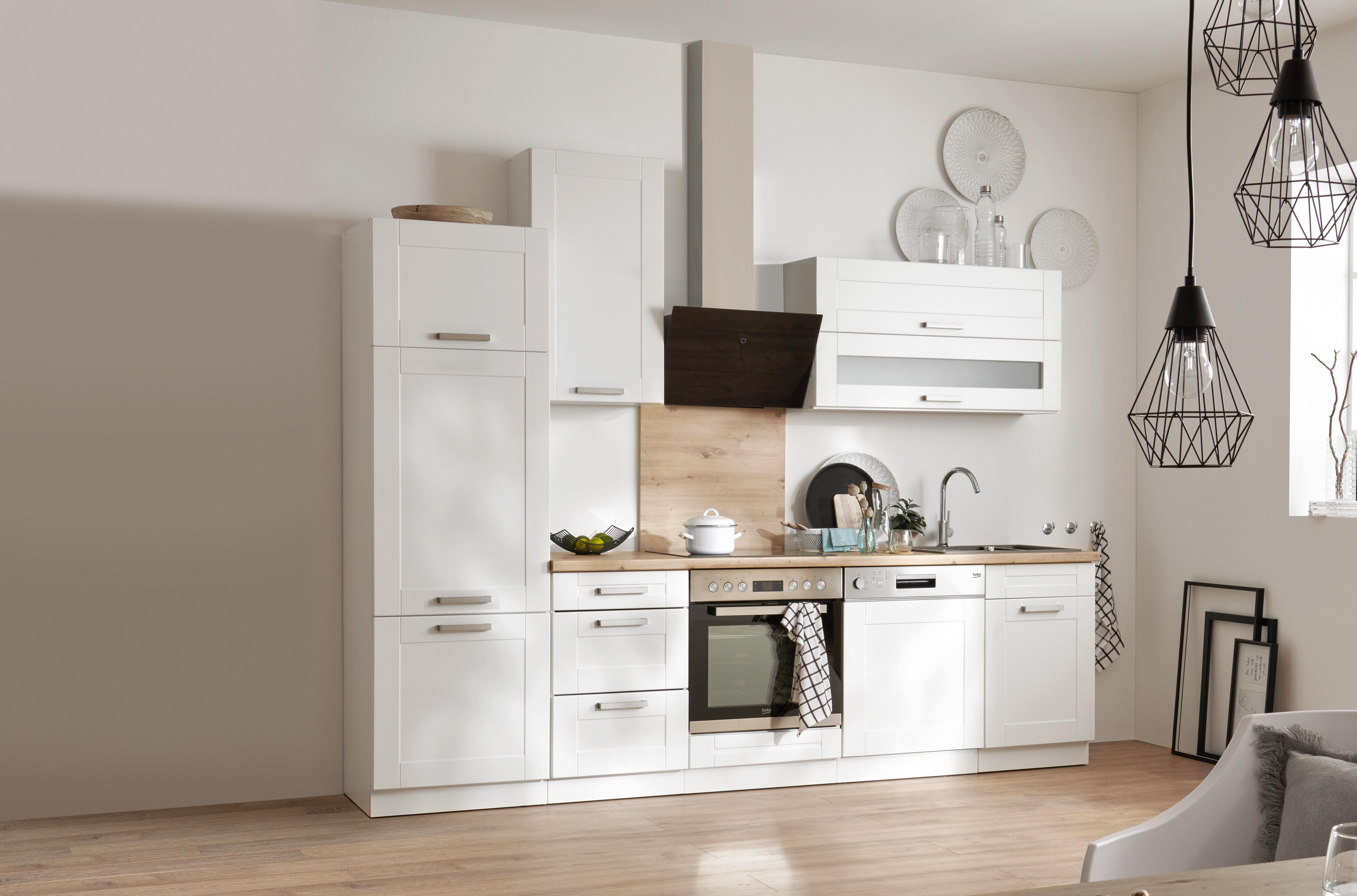 Küchenoberschrank Luisa B: 110 cm Weiß 2 Klappen mit Glas