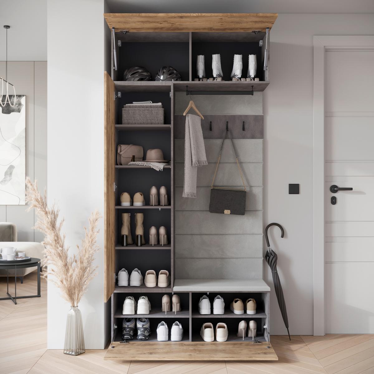 Garderobe Tejo Anthrazit,kastanie B: 115 cm - Kastanieneichefarben/Anthrazit, Design, Holzwerkstoff (115/231,9/37,5cm) - Livetastic