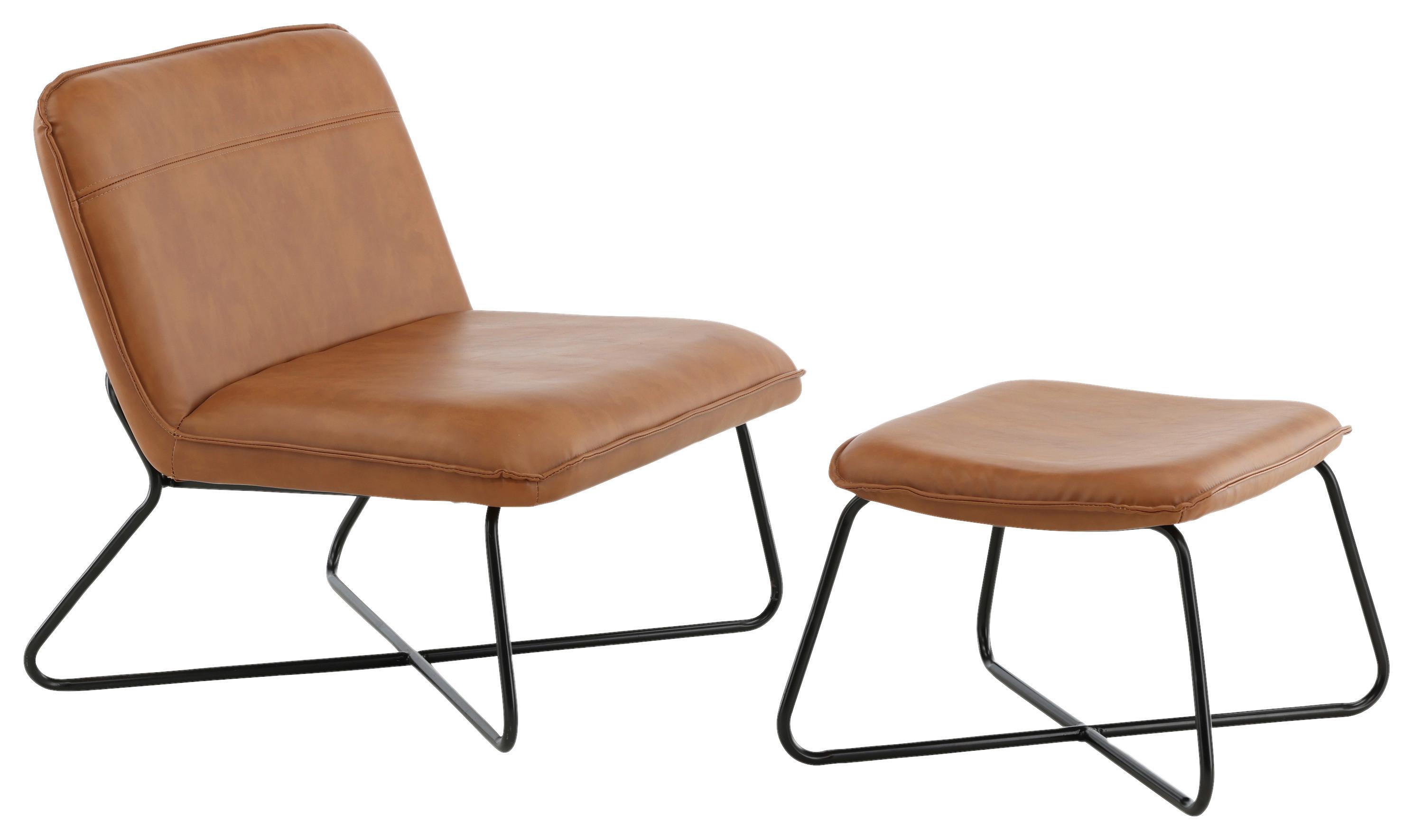 Sesselset X-Lounge - Schwarz/Braun, Design, Textil/Metall (78/71/75cm) - Livetastic