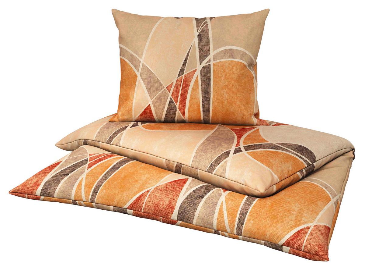 Satin Bettwäsche 140x200 cm Nora Beige/Terracotta Streifen - Beige/Terracotta, ROMANTIK / LANDHAUS, Textil (140/200cm) - James Wood