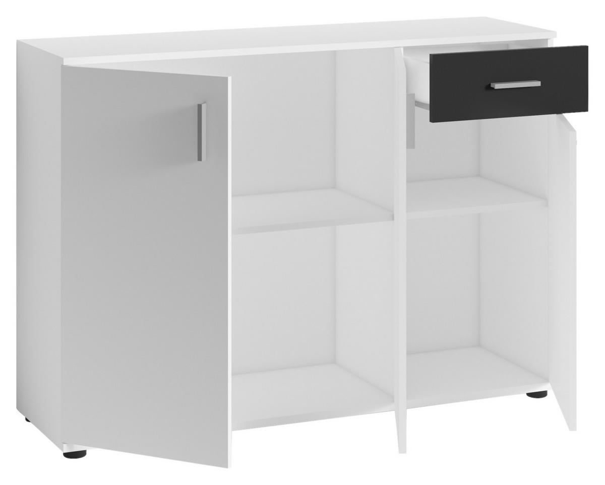 Kommode B: 110 cm Jakob Weiß/Schwarz - Schwarz/Weiß, MODERN, Holzwerkstoff (110/83,5/35,5cm) - MID.YOU
