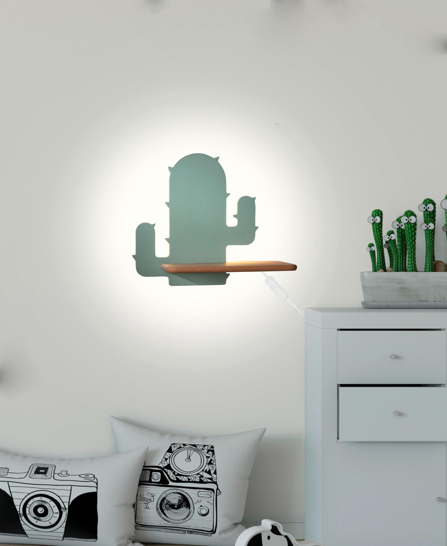 Kinderwandleuchte 21-00996 Cactus 1 - Grün, Basics, Holz/Holzwerkstoff (33/12/27.5cm)