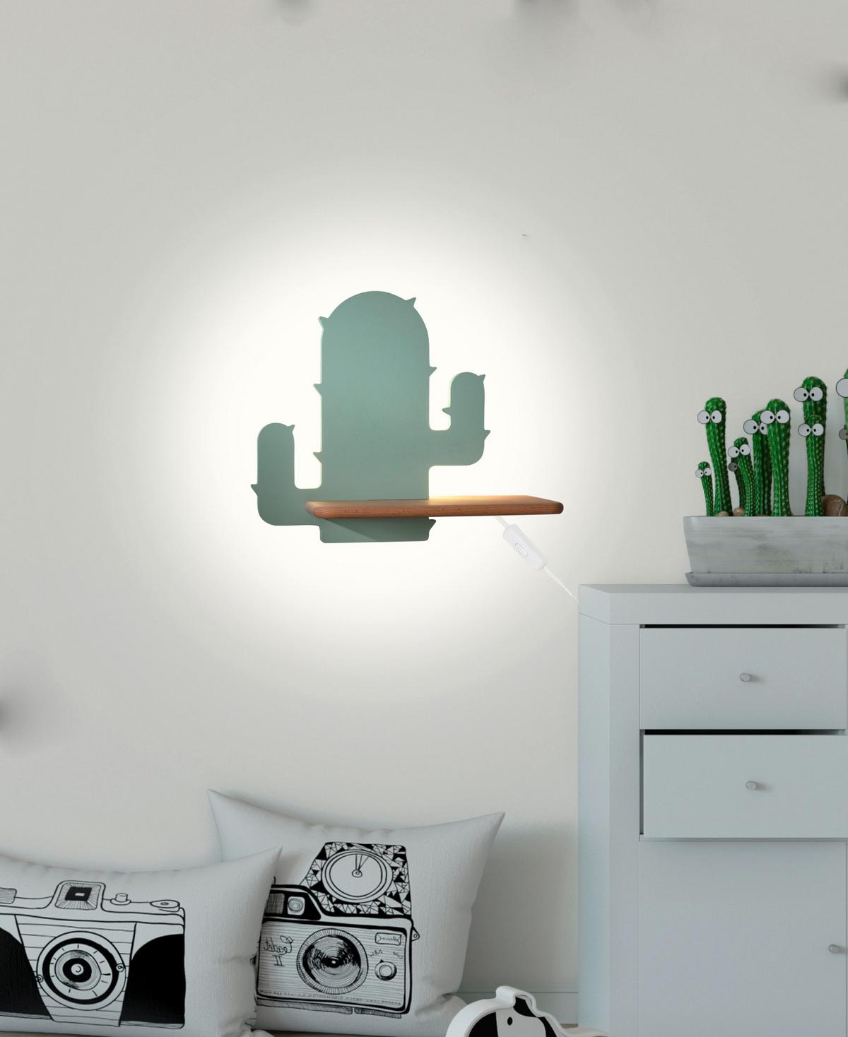 Kinderwandleuchte 21-00996 Cactus 1 - Grün, Basics, Holz/Holzwerkstoff (33/12/27.5cm)