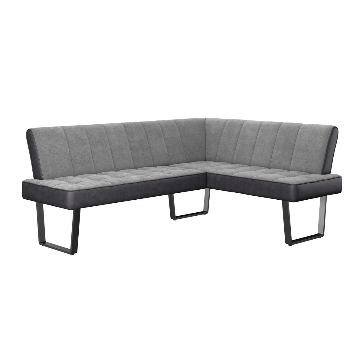 Eckbank Pag - Hellgrau/Schwarz, KONVENTIONELL, Textil/Metall (200/160cm) - MID.YOU