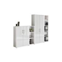 Aktenschrank Office Edition Weiß/Weiß Hochglanz - Weiß Hochglanz/Weiß, MODERN, Holzwerkstoff (257/185,6/33cm) - MID.YOU