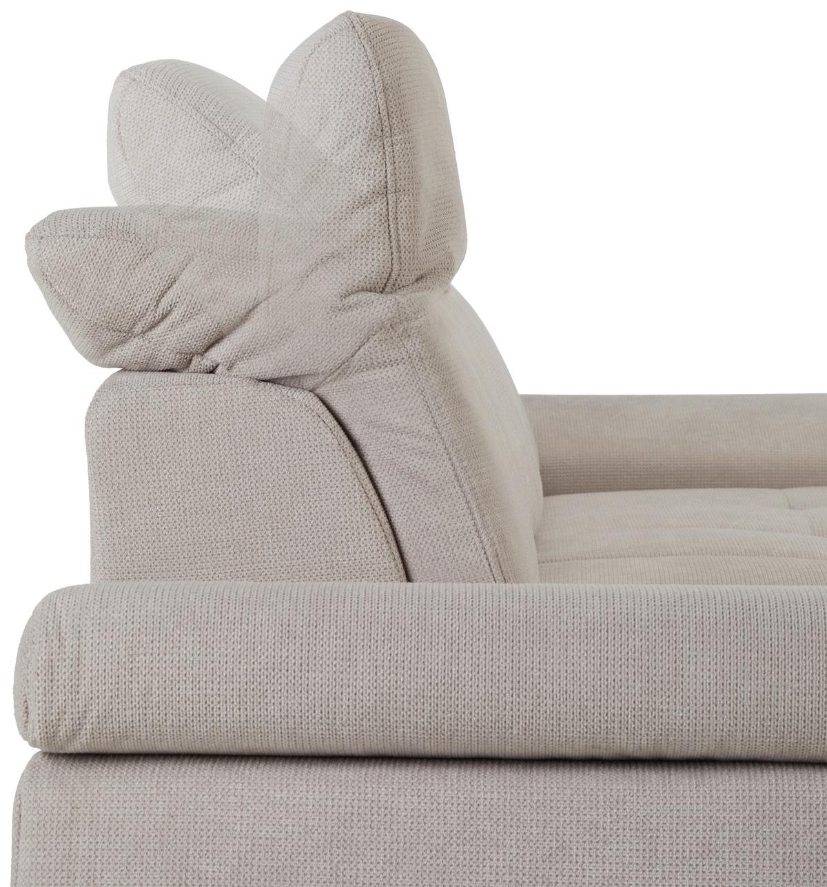 Rohová sedačka SANFINO, pravá, světle šedá,lůžko a úl.prostor - světle šedá/barvy chromu, Konvenční, kov/dřevo (305/199cm) - Premium Living