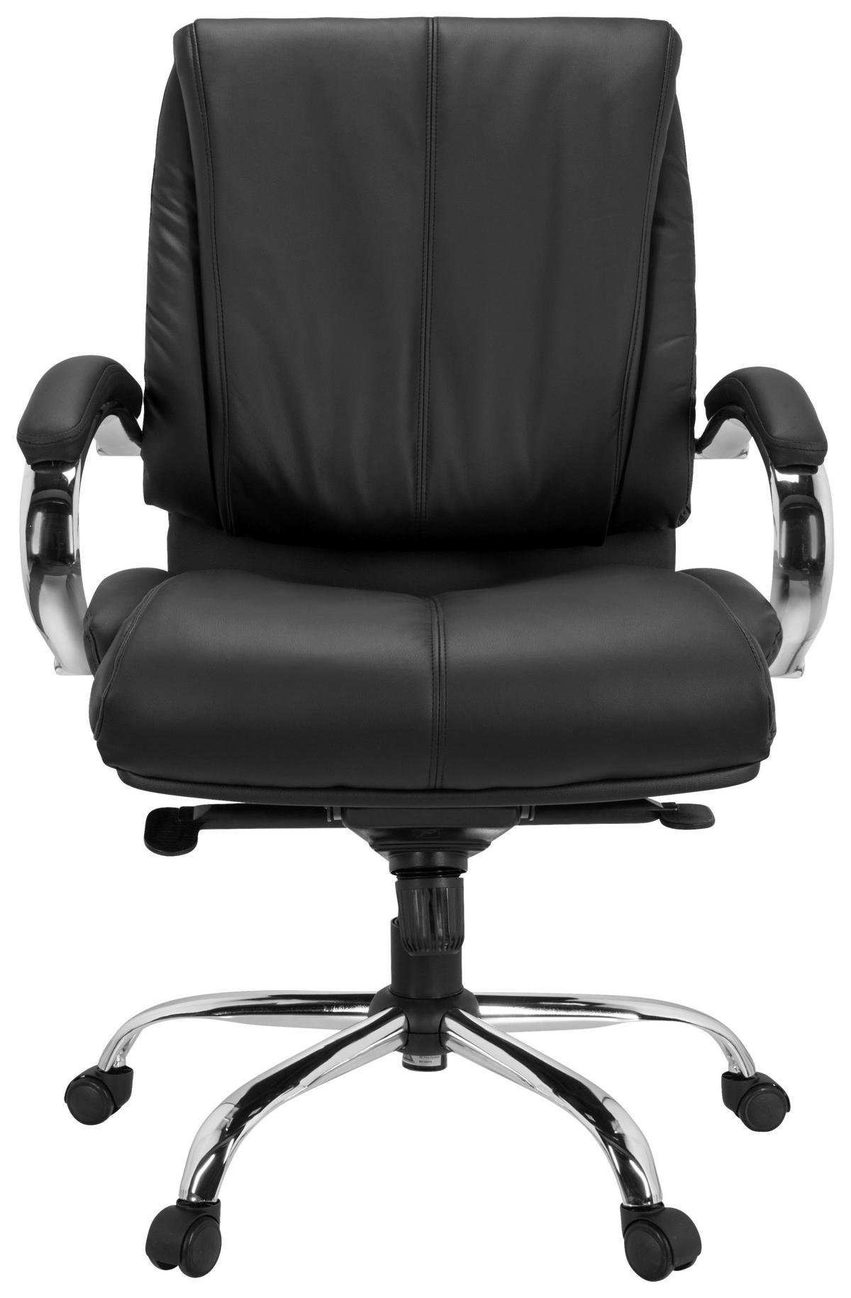 Chefsessel Xxl H 100 Pu Lederlook Schwarz Bis 150 Kg - Silberfarben/Schwarz, Basics, Kunststoff/Textil (66/113/70cm) - MID.YOU