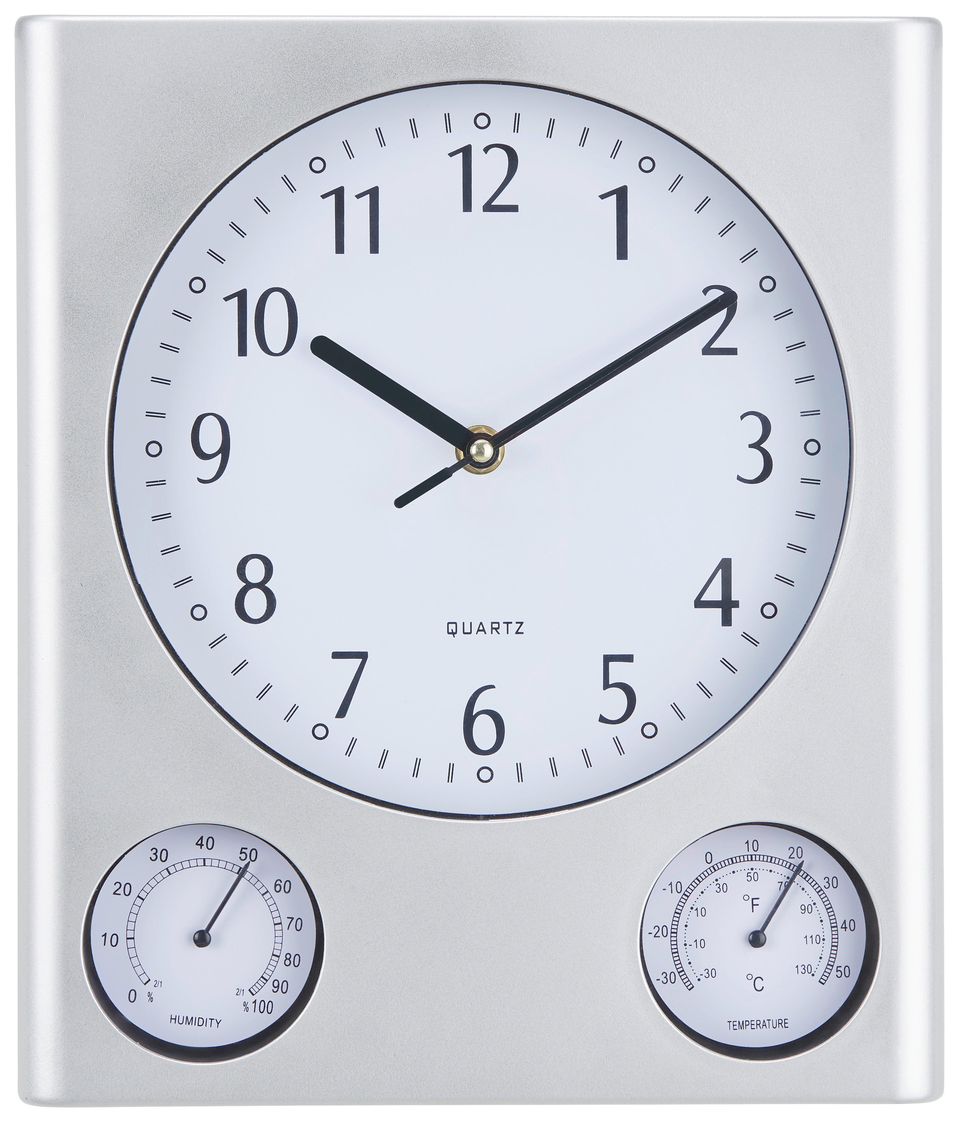 Wanduhr Alexa Weiß/Silber, B/H: 25,3/30,2 cm - Silberfarben/Schwarz, Basics, Glas/Papier (25,3/30,2/4cm) - Ondega