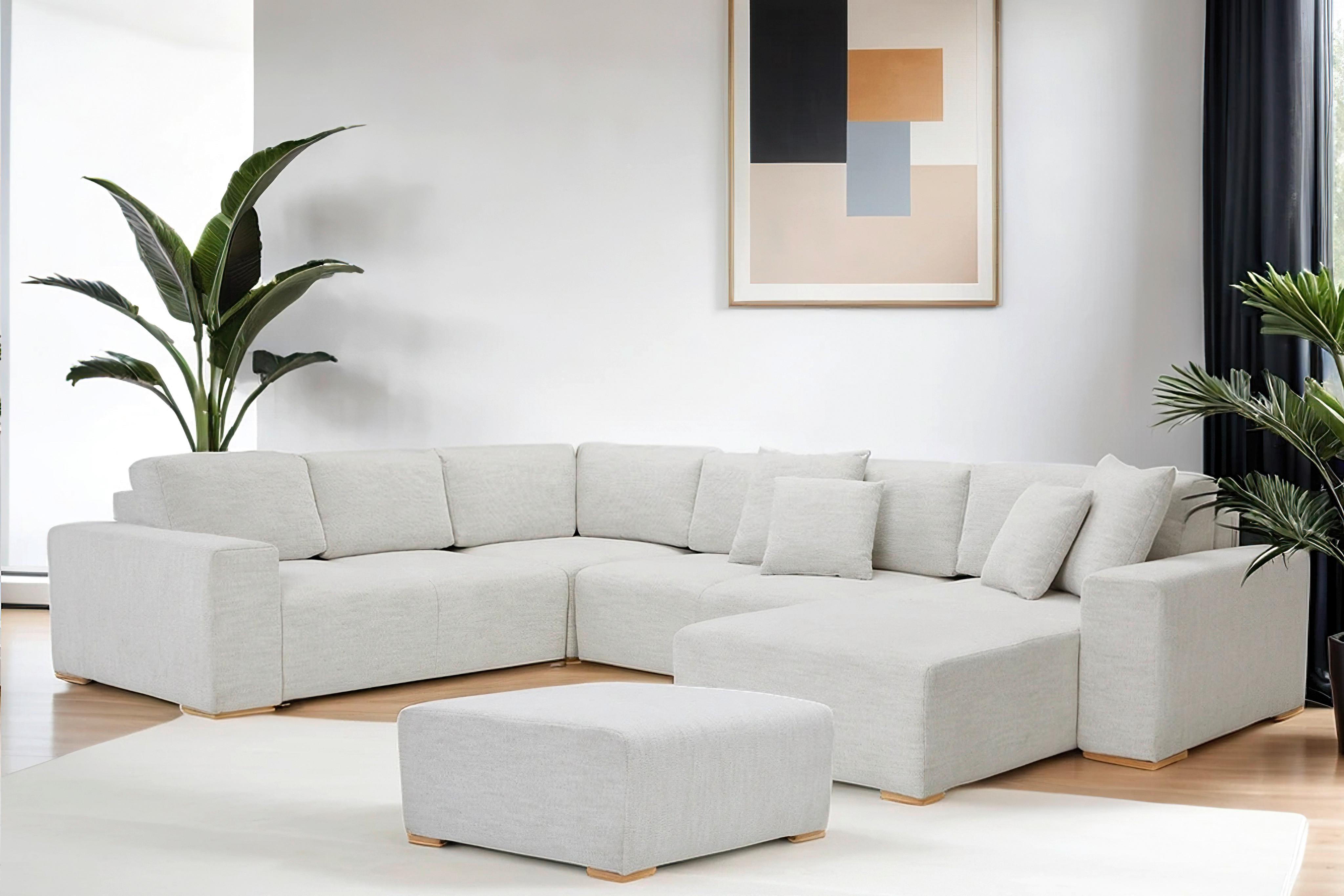 Hocker Vouge Beige  B: 101 Cm - Beige/Buchefarben, KONVENTIONELL, Textil (101/44/92cm) - Livetastic