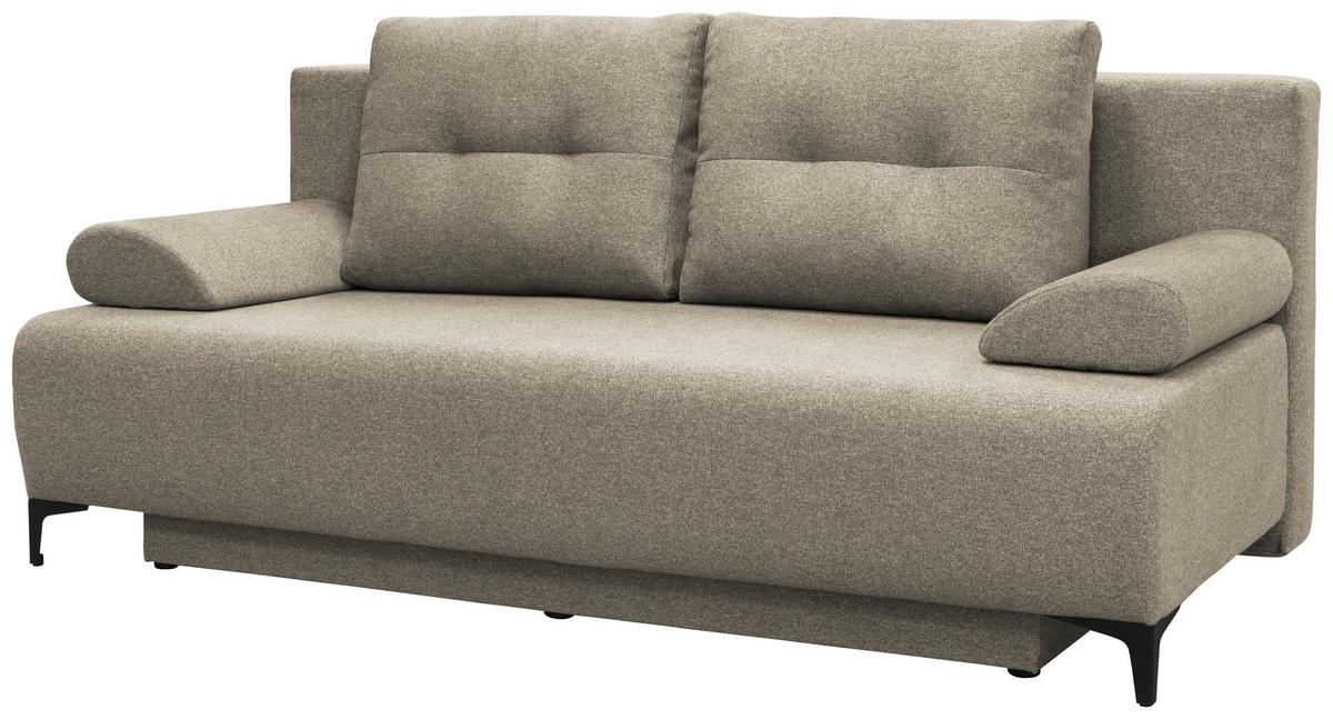 Boxspringová pohovka VIERA, béžová farba - čierna/béžová, Modern, kov/textil (201/100/105cm)