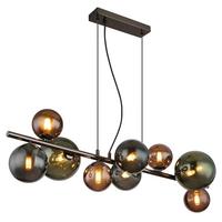 LED-Hängeleuchte 56142-9h - Petrol/Bronzefarben, Design, Glas/Metall (86/36/120cm) - Globo