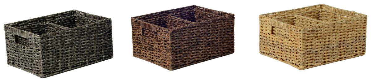 3-dílná sada košů NICOLE - šedá/přírodní barvy, kov/plast - Mömax